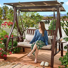 DGHJK Altalena per Portico con Supporto Sedia a Dondolo per mobili da Esterno, Sedia a Dondolo per terrazza con Cuscino per Ispessimento e Alimentazione Solare Impermeabile