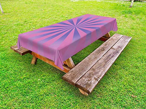 ABAKUHAUS Astratto Tovaglia da Esterno, Funky oniriche Raggi di Sole, Tovaglia da Picnic Lavabile Decorativa, 145 cm x 210 cm, Fucsia Lavanda