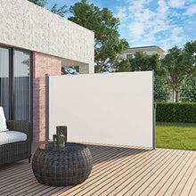 SONGMICS Tenda Laterale 200 x 350 cm (A x L), Tenda Avvolgibile per Balcone e Terrazzo, Protezione Privacy, Frangivista, Parasole, Separatore, Beige GSA205E02