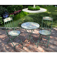 HZWZ 19.6"Tavolo Laterale A Mosaico Pieghevole, Set di Bistrot Grand Patio 3 Pezzo, Tavolo da Tavolo in Piastrelle Dipinto Fiore Top Metallo Arte Flowerpot per Giardino E Casa