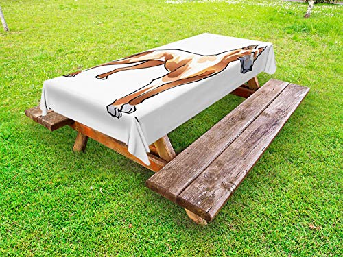 ABAKUHAUS Amante dei Cani Tovaglia da Esterno, German Mastiff Dog, Tovaglia da Picnic Lavabile Decorativa, 145 cm x 265 cm, Caramel Peach
