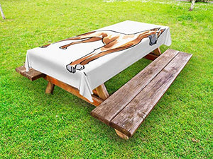 ABAKUHAUS Amante dei Cani Tovaglia da Esterno, German Mastiff Dog, Tovaglia da Picnic Lavabile Decorativa, 145 cm x 265 cm, Caramel Peach
