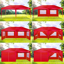 COBIZI Gazebo da Giardino 3 x 6 m Gazebo Pieghevole Impermeabile, con 6 Pareti Laterali e Gambe Regolabili e Finestra per Giardino, per Giardino, Picnic, Spiagge, Feste, Attività all'Aperto(Rosso)