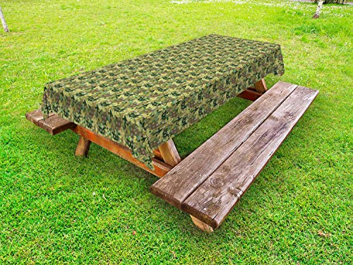 ABAKUHAUS Cachi Tovaglia da Esterno, Camo con Le Stelle ed Aereo, Tovaglia da Picnic Lavabile Decorativa, 145 cm x 210 cm, Multicolore