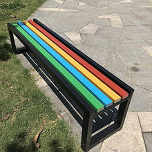 Panca da giardino per esterni Sgabello da giardino in legno massello, struttura in tubo di acciaio zincato senza braccioli, sedile per parco divertimenti, sedia da giardino e sgabello per sostituzio