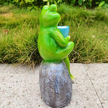 NULINULI Ornamenti della Statua del Giardino della Rana, Statua della Rana Verde Creativa 3D, Rana Seduta sulla Statua di Pietra, Ornamenti della Resina A