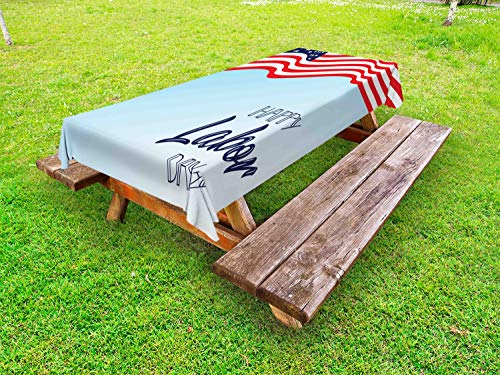 ABAKUHAUS Giorno lavorativo Tovaglia da Esterno, Waving Flag e la formulazione, Tovaglia da Picnic Lavabile Decorativa, 145 cm x 210 cm, Night Blue Vermilion