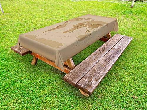 ABAKUHAUS Programma di Mondo Antico Tovaglia da Esterno, Brown Color Lands, Tovaglia da Picnic Lavabile Decorativa, 145 cm x 305 cm, Camel Tan e Brown