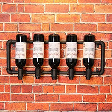 FWZJ Wall Mounted Iron 5 Bottles Wine Rack Storage Stand Hanging Water Pipe Wine Holder Shelf Indoor Decorations Shelf Modern Minimalist Design for Wine Lovers