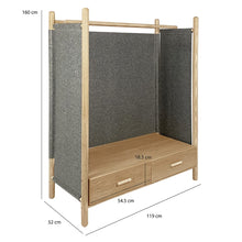 Meubletmoi - Armadio in legno di frassino e feltro grigio, 2 cassetti, stile bordo mare, AGDE 6537
