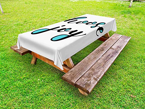 ABAKUHAUS Scegli Joy Tovaglia da Esterno, Consigli Inspirational, Tovaglia da Picnic Lavabile Decorativa, 145 cm x 210 cm, Turchese Antracite