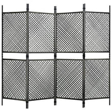 E E-NICES Paravento a 4 Pannelli in Polyrattan Antracite 240x200 cm