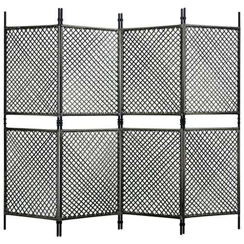 FAMIROSA Paravento a 4 Pannelli in Polyrattan Antracite 240x200 cm