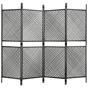 FAMIROSA Paravento a 4 Pannelli in Polyrattan Antracite 240x200 cm