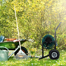 Relaxdays, Nero Carrello Avvolgitubo, con 2 Ruote, Attacco da 1/2 e 3/4 Pollici, per Tubi Lunghi Fino a 80 m, in Metallo