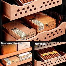 VIY Umidificatore per Sigari, Humidor, 12-23 °C, Touch Display Digitale, 38 Db, Illuminazione A LED, 70 L, 400 Sigari, Ripiani in Legno di Cedro, Argento