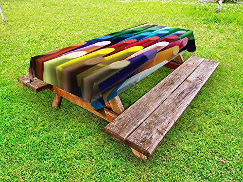 ABAKUHAUS Pastello Tovaglia da Esterno, Messo a Fuoco Macro della Vernice Element, Tovaglia da Picnic Lavabile Decorativa, 145 cm x 305 cm, Multicolore