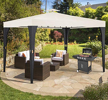 Deuba Gazebo polyrattan 3x3m Doppio Tetto antimacchia Resistente Raggi UV Padiglione Giardino Crema