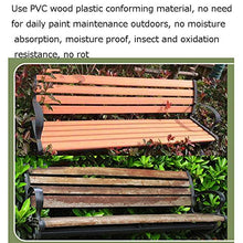 Panca da giardino per esterni panchina da terrazza, panchina da parco con schienale in legno in plastica anticorrosione, salotto da balcone con struttura in metallo e braccioli, può ospitare 2-3 per