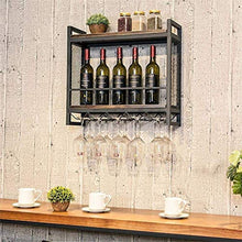 LHQ-HQ Wine Rack Retro in Legno mensola Rack di stoccaggio del Vino Racke Bottiglia e Bicchiere di Vino di Vetro Supporto della Struttura Cup Holder