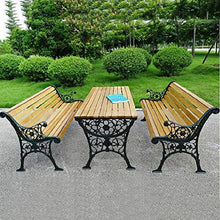 Outdoor Benches Panchina da Giardino da 49"in Metallo Panchina condivisa nel Parco all'aperto, Panca Decorata da Balcone con Veranda, Sedia con Struttura in Metallo e Legno per 2-3 Persone
