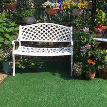 Sedia doppia da giardino in alluminio pressofuso per esterni, panca da giardino antiruggine con struttura in metallo, mobili da giardino panca intagliata con fiori di rosa da terrazza