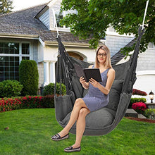 UNBER Sedia per Amaca Appeso Comfort e Resistenza Sedia a Dondolo per Amaca Sedia a Dondolo in Tela di Cotone Sedia con 2 Cuscini per Interni Esterni Giardino Cortile Friendly