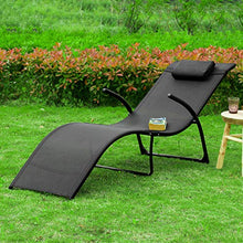 SoBuy Sdraio da Giardino Lettini Pieghevoli Poggiatesta Rimovibile 173 * 54 * 69CM Nero capacità di Supporto: 150 kg OGS45-SCH