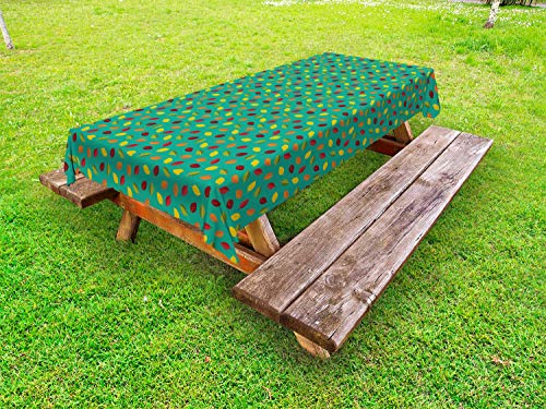 ABAKUHAUS Foglie d'Autunno Tovaglia da Esterno, Continuo Modello Leaf, Tovaglia da Picnic Lavabile Decorativa, 145 cm x 305 cm, Scuro Seafoam Multicolor