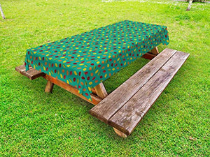 ABAKUHAUS Foglie d'Autunno Tovaglia da Esterno, Continuo Modello Leaf, Tovaglia da Picnic Lavabile Decorativa, 145 cm x 305 cm, Scuro Seafoam Multicolor