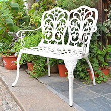 Panchina da giardino per esterni Panchine da terrazza per il tempo libero, Panchina in metallo pressofuso di alluminio antiruggine e anticorrosione, Panchina comoda da cortile a 2 posti, Panchina