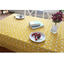 Tovaglia rettangolare in tela di canapa gialla geometrica 140x180cm (giallo)