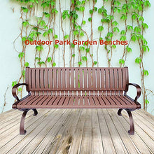 Panchina da Giardino Parco Panca per Tempo Libero Esterno, Panchina Patio Intemperie con Telaio Ghisa e Plastica PVC, Panca Decorativa per Prato con Schienale Braccioli per Veranda, Panca 2-3 Posti