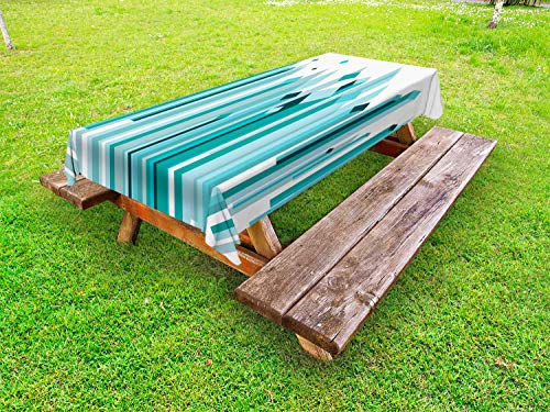 ABAKUHAUS Moderno Tovaglia da Esterno, Cubic Building Ti Piace, Tovaglia da Picnic Lavabile Decorativa, 145 cm x 210 cm, Seafoam Blu