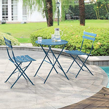 [en.casa] Set da Bistrot Composto di 1 Tavolo Rotondo e 2 Sedie Set Mobili Pieghevoli da Giardino/Balcone/Pub/Bar - Turchese