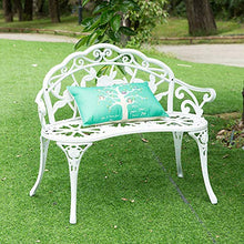 Panchina da Giardino per Esterno, Sedia con Seduta in Metallo e Veranda Panca con Schienale, Panca da Giardino Piazza Portico Percorso Cortile Prato Decor Sedia per 2-3 Persone