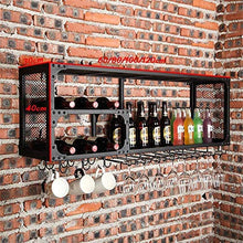 Scaffale da parete retro Balck Metallo Griglia di ferro Soffitto Portaoggetti Portabottiglie Vino appeso Portabicchieri Portabicchieri Cornice Decorazione da parete Applicazione, 60-100Cm Natale