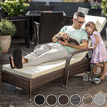 TecTake 403225 Lettino Sedia Prendisole in Rattan, Altezza Regolabile, Arredo Esterno Giardino, Sdraio Prendisole Divano, Grigio