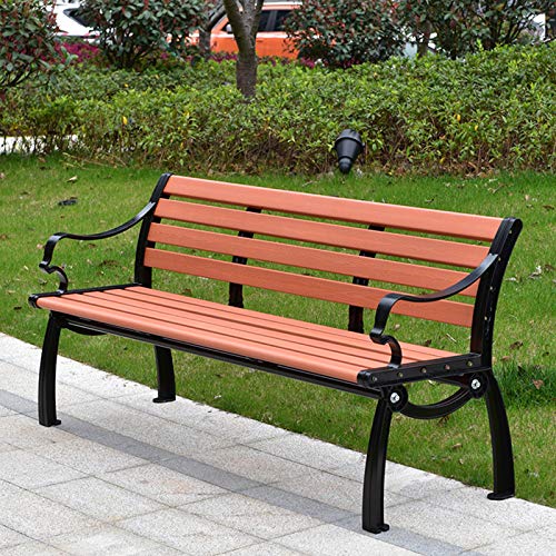 Panchina da giardino panchina in ghisa dorata da giardino, Panchina classica in plastica riciclata per tutte le stagioni, Il canale di lavoro del portico è decorato con posti a sedere per 2 persone