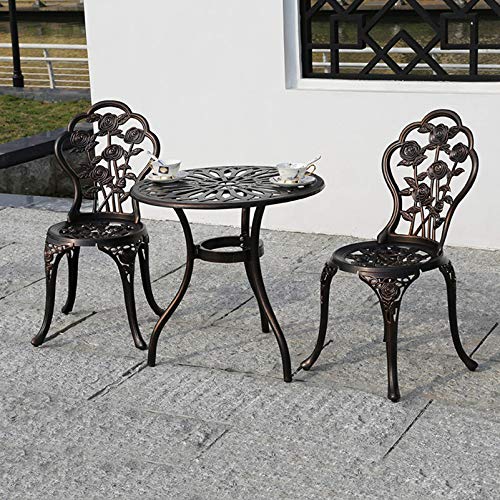 Tavolo e sedia da balcone in alluminio pressofuso set tavolo e sedia da esterno, sedia in ferro per il tempo libero, tavolino da caffè combinato set di mobili da giardino,tavolo e sedia da bistrot s
