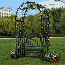 Arco da Giardino in Acciaio, Panchina da Giardino Panchina da Esterno Panchina da Patio per Giardino Esterno Prato da Giardino Patio Rampicante Viti Rose Fiori Ruggine Scura