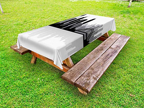 ABAKUHAUS Città Tovaglia da Esterno, Metropolis Sydney Skyline Art, Tovaglia da Picnic Lavabile Decorativa, 145 cm x 305 cm, Charcoal Grigio Chiaro Taupe