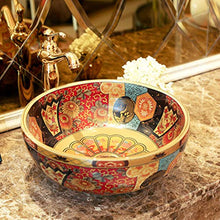 HEIFEN Lavabo, lavabo, Arte Astratta scrivania Rotonda sopra lavabo contatore lavabo Bagno casa Piazza Arte Classica, Stile Semplice Diametro 42 cm Alta 15 cm D