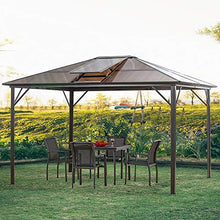 Outsunny Gazebo da Giardino 345x280cm con Tettuccio Apribile in Policarbonato Anti-UV, Struttura in Lega di Alluminio