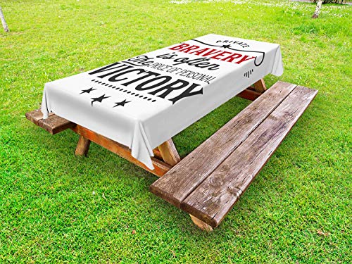 ABAKUHAUS Detto Tovaglia da Esterno, Bravery Positivo Dire Art, Tovaglia da Picnic Lavabile Decorativa, 145 cm x 265 cm, Vermiglio Antracite