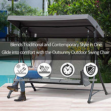 giordano shop Dondolo 3 Posti da Giardino 196x128x172 cm in Metallo e Textilene Grigio Scuro