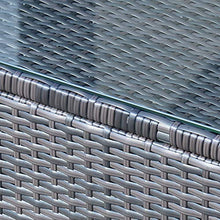 Outsunny Tavolino da Giardino in Vetro Temperato 5mm Rettangolare Esterno Rattan 85 x 50 x 39 cm Marrone