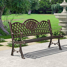 Panchina per Terrazza da Parco Panchina per Tempo Libero, Retro Panca da Giardino in Alluminio Pressofuso Resistente Alle Intemperie, Panchine da Giardino Decorative Cortile e Portico, Panca 2-3 Pos