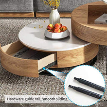 RJMOLU Tavolino Rotondo Tabella di stoccaggio Tavolino da caffè in Legno a Sollevamento alzati con cassetti girevoli Set di Salotto da tavolino Multifunzionale,B