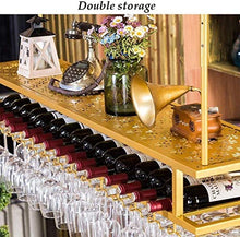 L.TSN Porta calici Portabottiglie da Vino sospeso in Metallo Portabottiglie da Vino sospeso Portabicchieri da Vino Facile da installare (Dimensioni: 120 * 30 cm)